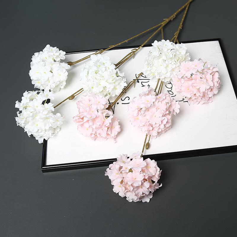 Vierhoofdige Sneeuwvlok Hortensia Kunstbloemstuk voor Bruiloften, Landschapsarchitectuur, Hotel Decoratie en Artistieke Displays.