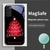 White Line Christmas Tree For Magsafe Samsung S25 S25 Edge S25Ultra S8 9 10 20 S21 Pro 22 Plus S23 FE S24 Ultra Glass Phone Case
