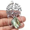 Pendant Labradorite Drusy Gemstone Handmade Gift For Her Silver Jewelry 3"