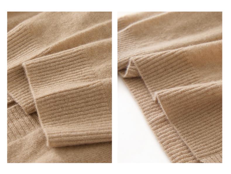 Women's V-Neck Cashmere & Mulberry Silk Cardigan - Solid Color, Loose Fit, Warm Knit Sweater Coat
