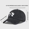Wolf Paw Print Washed Baseball Cap Adjustable Unisex Vintage Cotton Outdoor Sun Hat