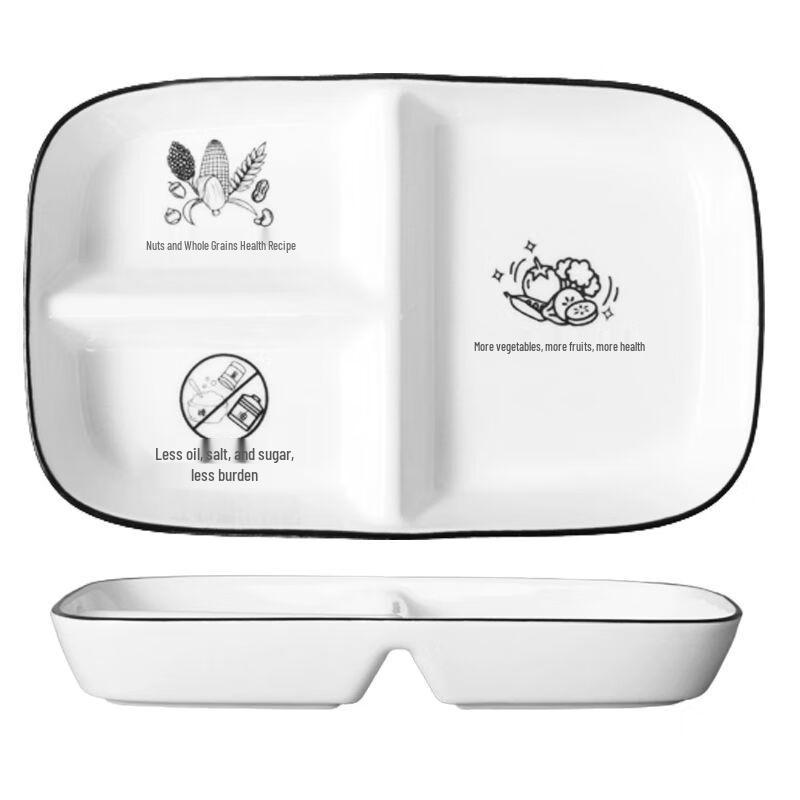 Prato de Refeição Cerâmico Nierxin com 3 Compartimentos para Controle de Porções