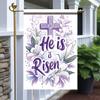 He Is Risen Garden Ag 12x18 Inch Double Sided Outdoor Yard Banner Easter Cross Lily Oral Christian Religious Decor for S