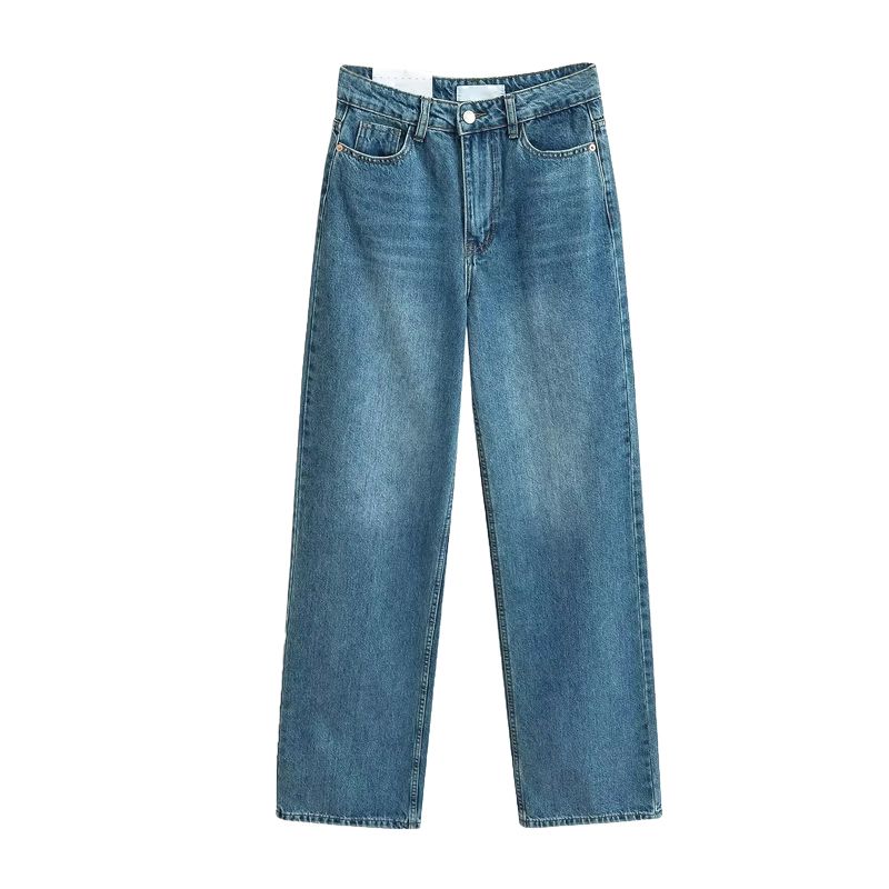 And Winter New Arrival European and American Beauty Bloggers Ins Style Easiest for Match High Waist Wide Leg Pants Loose Straight-leg Mop Denim Female