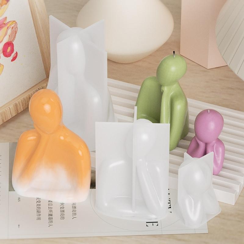 Candle Moulds Figurine Crafts Moulds Hand-making Tools Support Cheek Human Shaped Non-stick Silicone Material for DIY