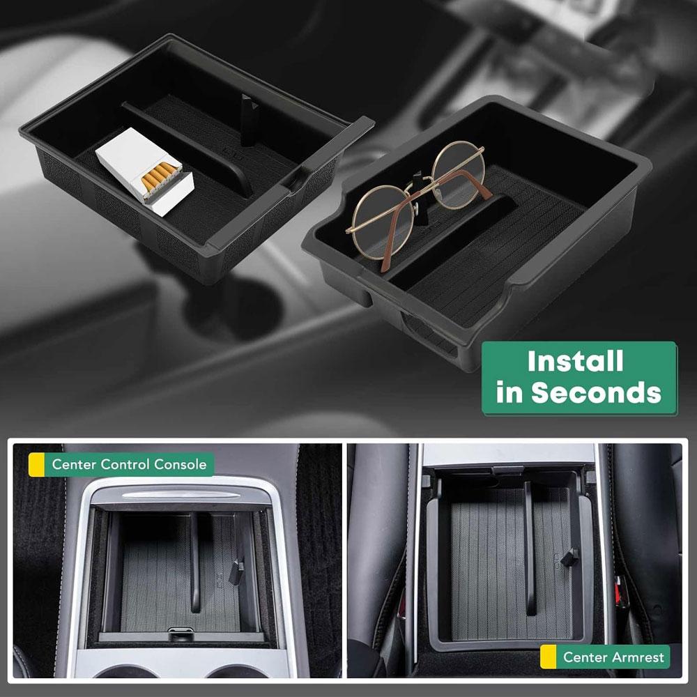 AABLT1 Center Console Organizer Tray Fit For Tesla Model 3 & Model Y 2021-2023 Center Lower Bottom Storage Box with Sunglass Holder