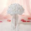 Elegant Pearls Ribbon Bridal Flower Bouquet with Rhinstones Studs for Bride and Bridesmaid Special Occasion Photo Props