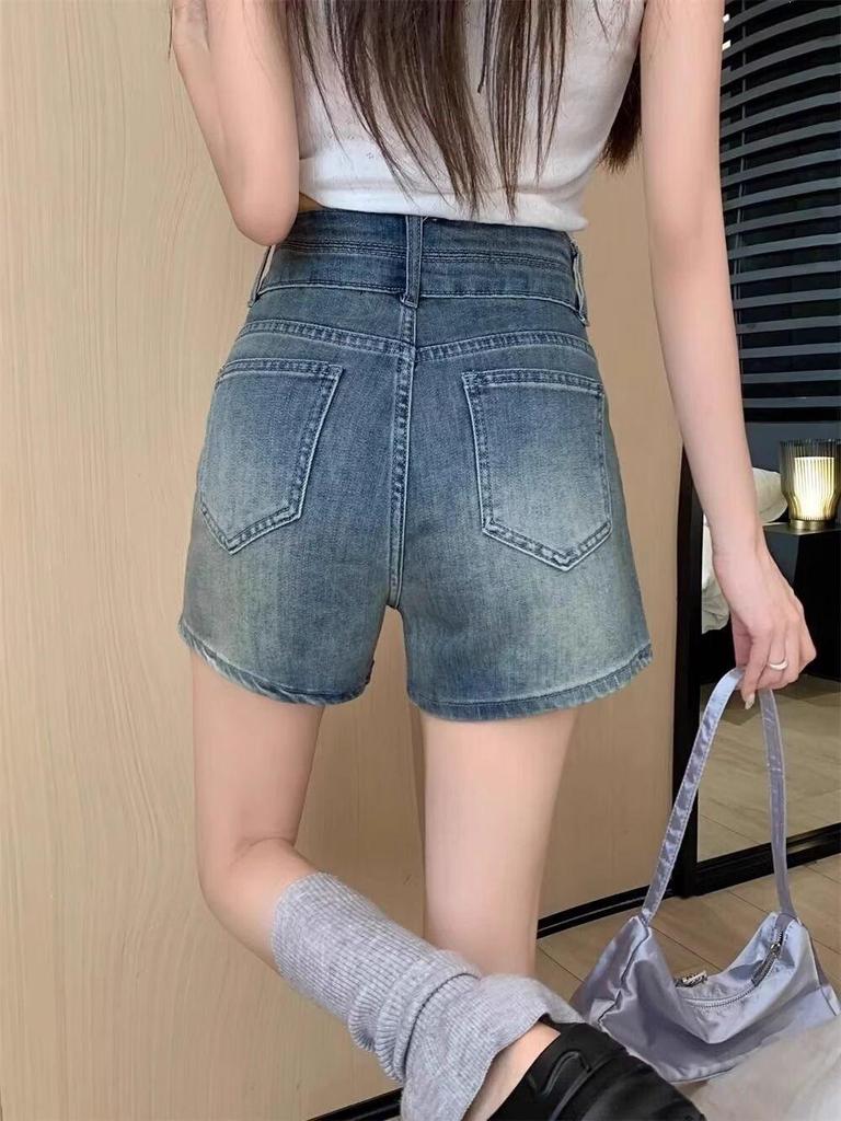 American Style High Waist Elastic Denim A-Line Shorts for Women - Plus Size Summer Hot Shorts