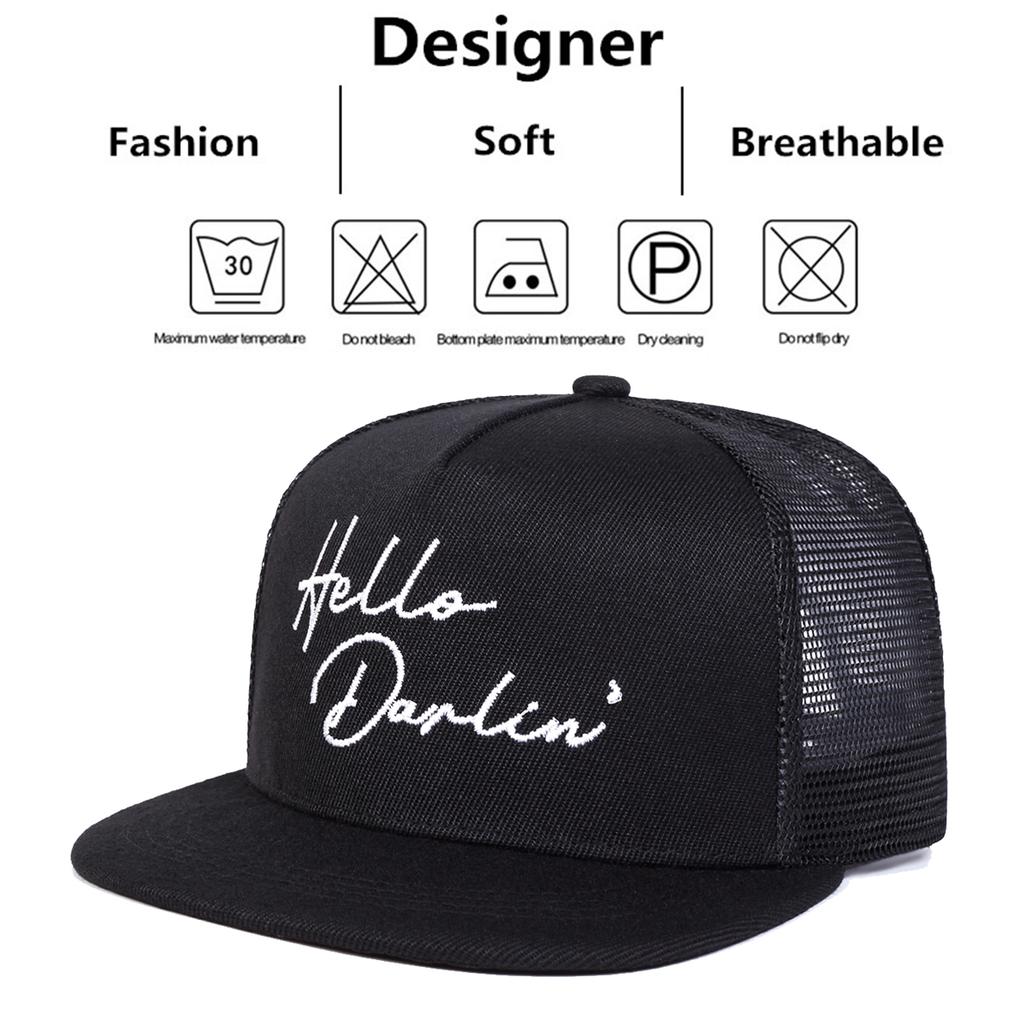 Unisex Hello darlin Embroidery Hip-hop Net Hats Spring And Summer Outdoor Adjustable Sports Casual Baseball Caps Sunscreen Hat