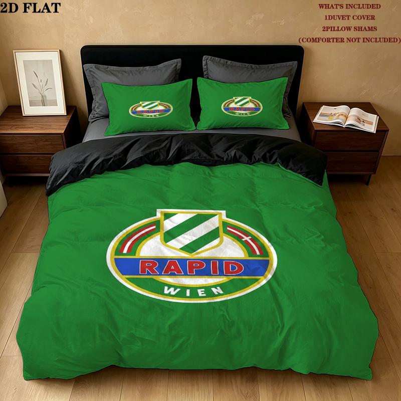 Sk Rapid Wien Pattern Bedding Uilt Set Uilt Cover Pillowcase Home Decoration Birthday Gift (1 * Duvet Cover + 2 * Pillowcase Without Core)