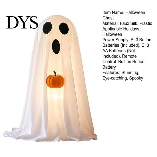 Spooky Seasonal Atmosphere Halloween Ghost Decoration, Light-Up White with Pumpkin, Indoor Porch Terrace Party Supplies Cute Standing Tabletop