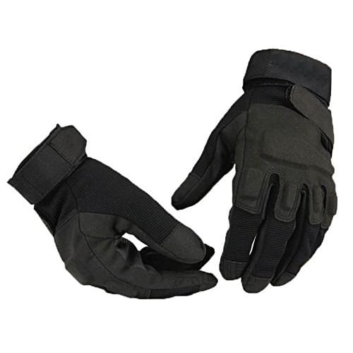 Taktické rukavice U-NEST pro airsoft, armádu, turistiku, cyklistiku, motocykly a outdoorové aktivity (Černé s plnými prsty, Velikost M)