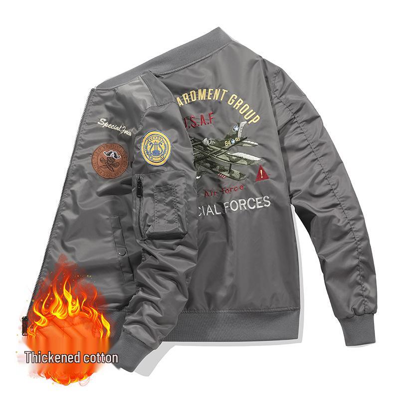MA1 Air Force Bomber Jacket: Airplane & Tiger Embroidery, Plus Size, Workwear Outerwear