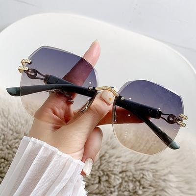 Nouvelles Lunettes de Soleil Métalliques Sans Bord pour Femmes Élégantes à Verres Dégradés Femmes Marque de Luxe Designers Lunettes de Vue UV400