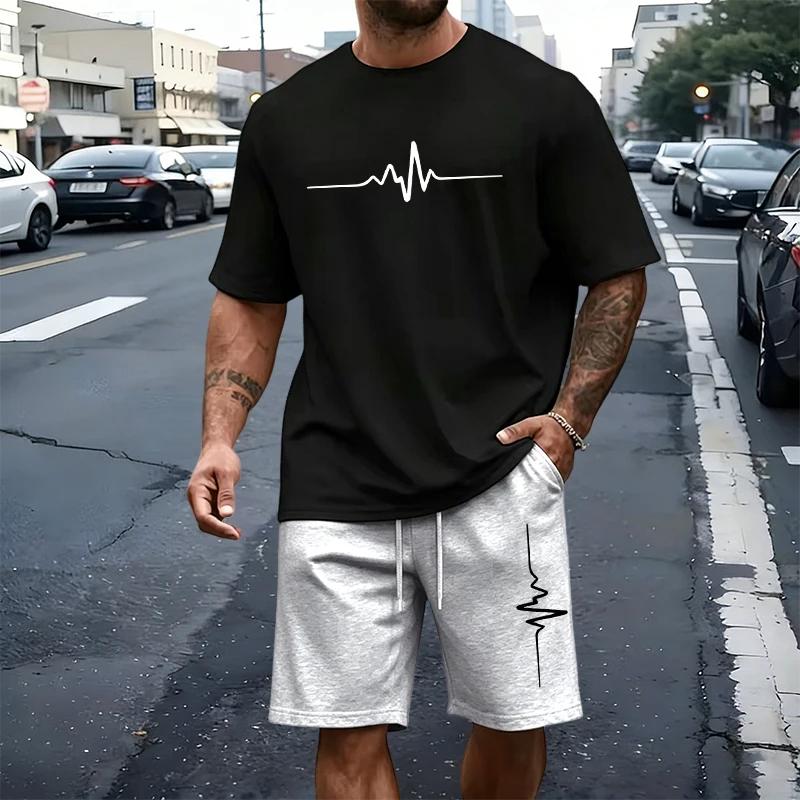Herren T-Shirt Set Lässig Jogging Sportbekleidung Outdoor Laufen Sport Erwachsene Kleidung Sommer