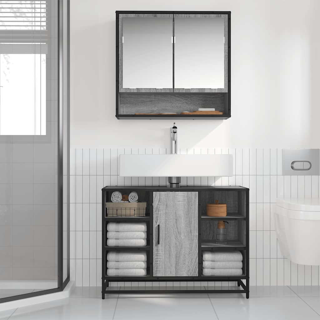 Bathroom Vanity Unit Grey Sonoma 80 x 33 x 60 cm Particleboard