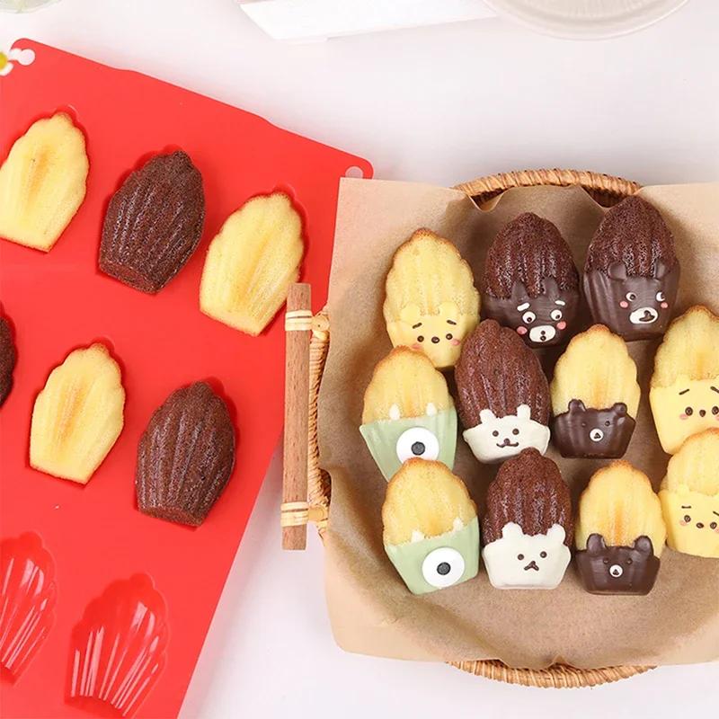 Non Stick Silicone Bakeware Mould, Handmade Soap Mold Tray, Biscuit Cake Shell, 9/18 Cavities Madeleine Silicone Cake Mold