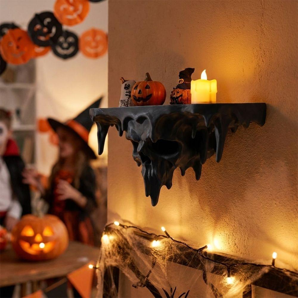 3D Printed Icicle Skull Melting Wall Shelf Dark Gothic Wall-Mounted Display Stand Bedroom