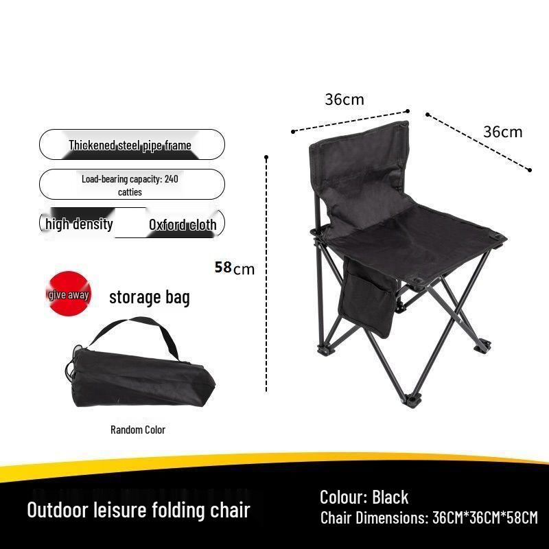Portable Outdoor Folding Chair - Camping, Fishing & Art Sketching Stool with Backrest