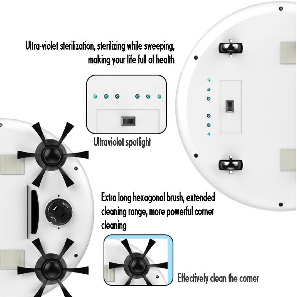 Robot inteligent 4 în 1 3200pa USB Auto Robot inteligent de măturat Sterilizator UV Măturător Aspirator