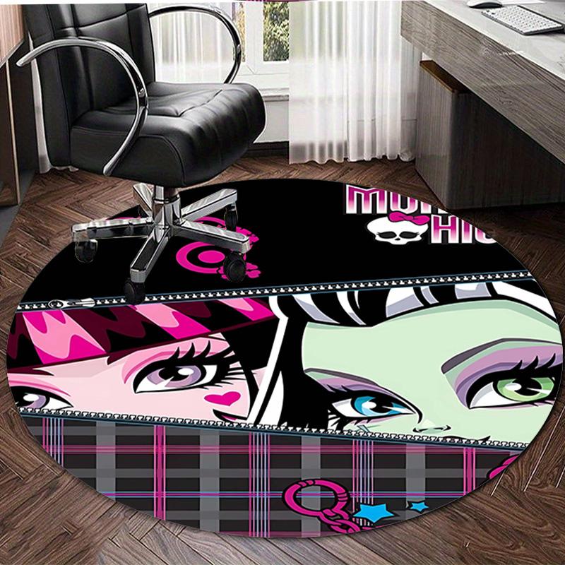 1pc Monster High Draculaura2 Design Printed Area Round Carpet for Bedroom Living Room Home Decor Rugs Mat Non Slip Mat Rug for Bedside