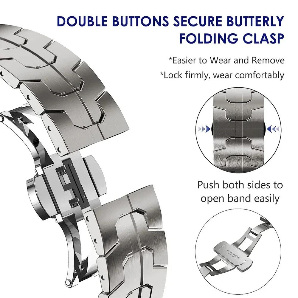 Stainless Steel Luxury Bracelet for Apple Watch Band Ultra 2 49mm Series 10 9 8 7 45mm 46mm Men Straps For iwatch 6 5 4 SE 44mm