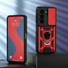 KEYSION Nárazuvzdorné pouzdro Armor pro Itel Power 70 s posuvným krytem objektivu fotoaparátu, kroužkem pro ochranu objektivu, stojánkem a zadním krytem telefonu pro Itel Power 70 4G