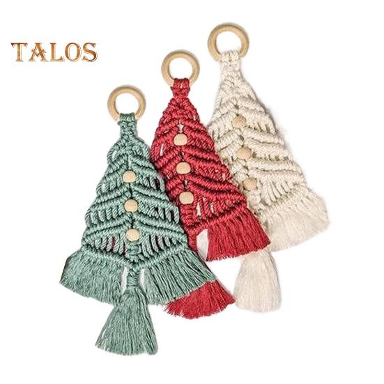 DIY Weihnachtsbaum-Makramee-Set, Baumwollseil-Flechtset, Handstricken, Boho-Weihnachtsquasten-Dekor-Set für Anfänger