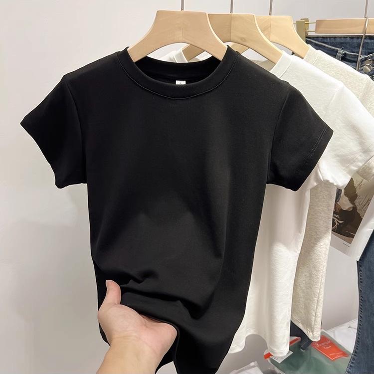 Damen Slim Fit Rundhals Kurzarm T-Shirt 2024