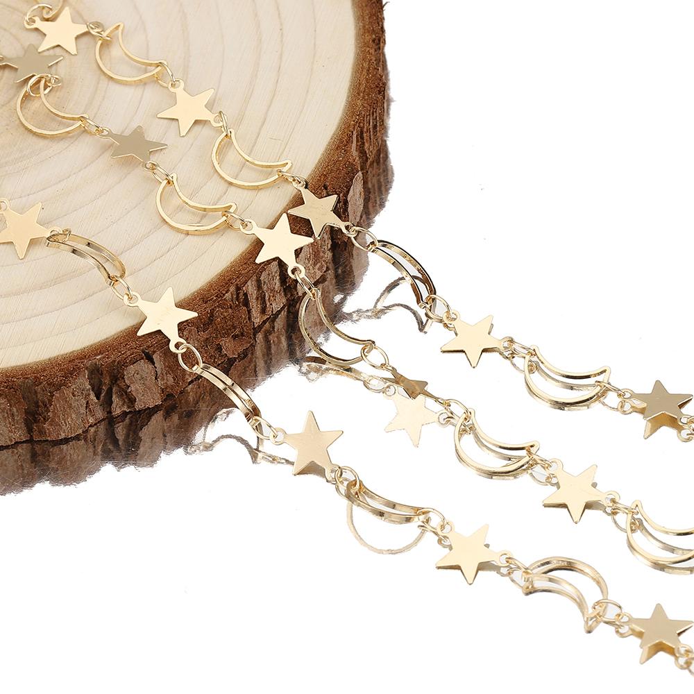 2Meters 1Meter Hollow Out Moon Star Charms Copper Chain Star Chains for Jewelry Making DIY Necklace Bracelet Wholesale Supplies