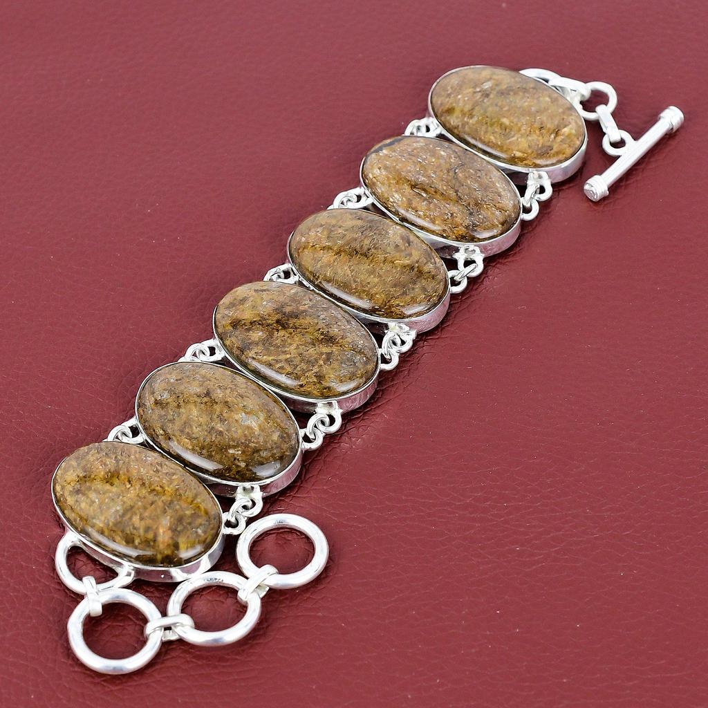 Bronzite Bracelet 925 Sterling Silver Bracelet Handmade Elegant Jewelry Adjustable Chain Bracelet Natural Gemstone Bracelet Engagement Gifts