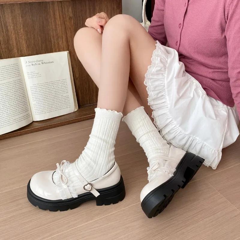 Fashion 2025 Brand Loafers Women's High Heels Fashion Butterfly-knot New Buckle Strap Round Toe Dress Best Seller Platform Heelszapatos