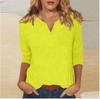 2025 Women's V-Neck 7-Point Sleeve Solid Color T-Shirt