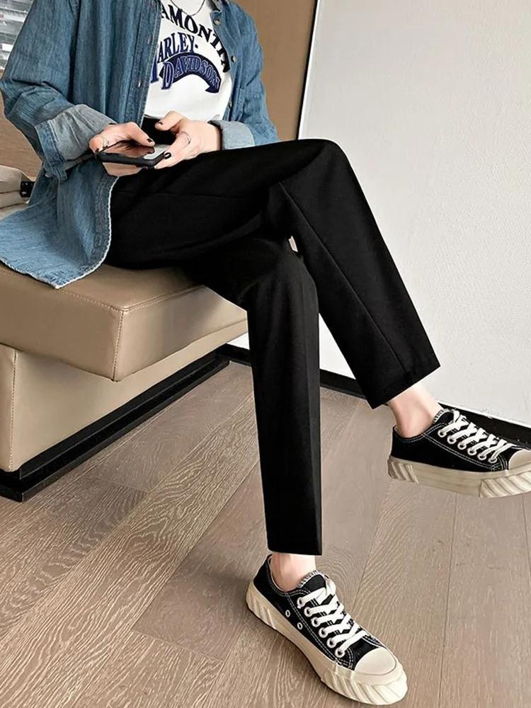 Dame Mote Rette Dressbukser Høy midje Kontorklær Elegant Formell Blyantbukse Damer Koreansk Allsidig Baggy Bukse