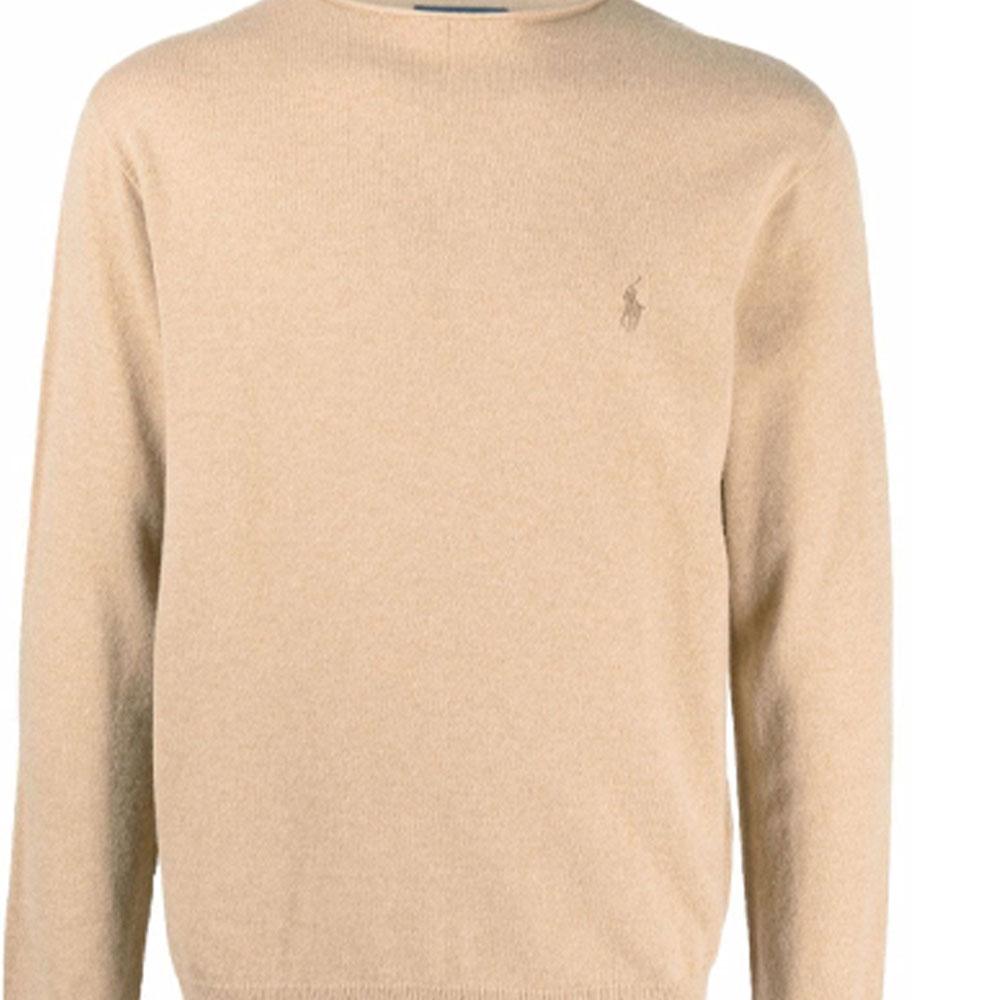 Polo Ralph Lauren FW21 Logo Bestickter Rundhals-Pullover Herren Pullover Braun 710849451-003