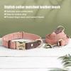 Personalized Leather Dog Collar and Leash Set Custom Engraved Nameplate ID Tag for Small Medium Large Dogs