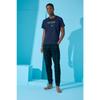 Marineblaues kurzärmliges Herren-Pyjama-Set mit Wochenend-Print