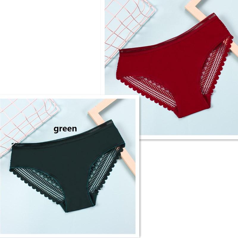 Low Waisted Women's Triangle Panties Ice Silk Stripes Seamless Large Size Sexy Lace Transparent Underwear