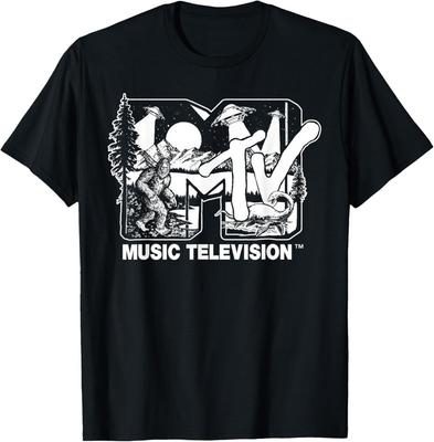 MTV - Kryptozoologie-gefülltes MTV-Logo Feat. Bigfoot, UFO und Nessie Skizzen T-Shirt