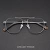 Fashion Retro Pilot Double Bridge Glasses Ultra Light Pure Titanium Eyewear Optical Prescription Eyeglasses Frames Big Size Man