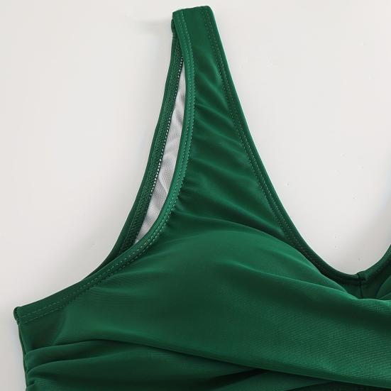 2 stk./Sæt Dame Sommer Bikini Sæt V-udskæring Ærmeløs BH Høj Talje Side Snørebånd Trusse Sæt Mavekontrol Badedragt Badetøj