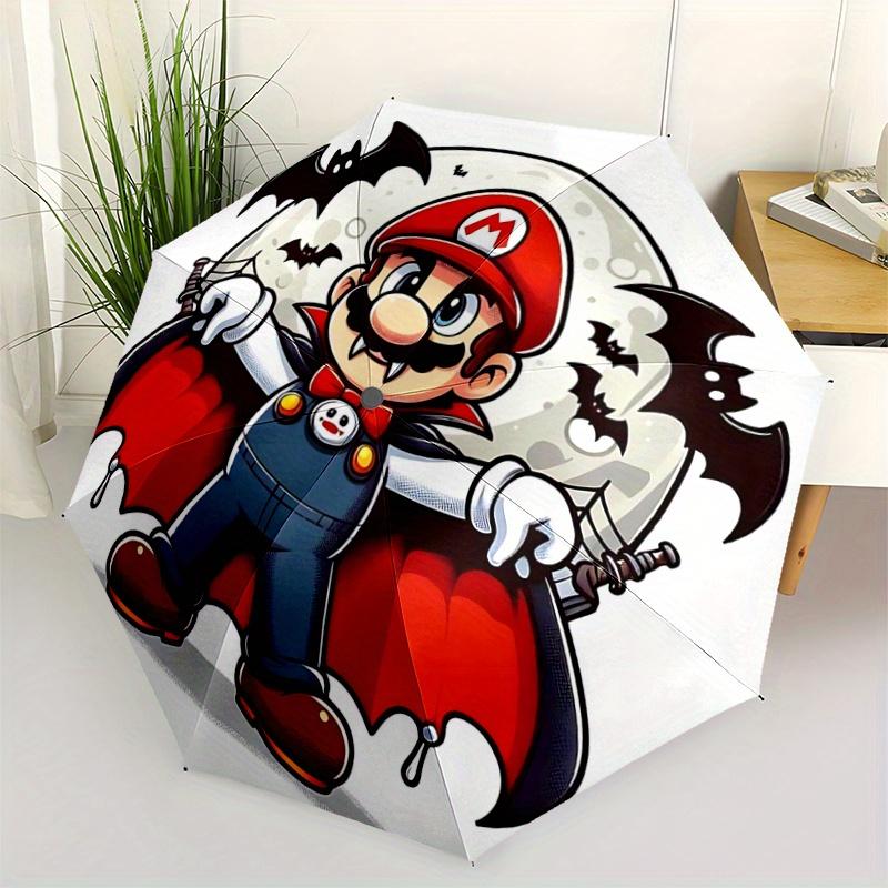 

1pc Mario Vampire Costume Umbrella - Automatic Opening/Closing, Portable 3-Fold Design with 8 Iron Ribs, Outdoor Umbrella for Halloween Gifts, Su