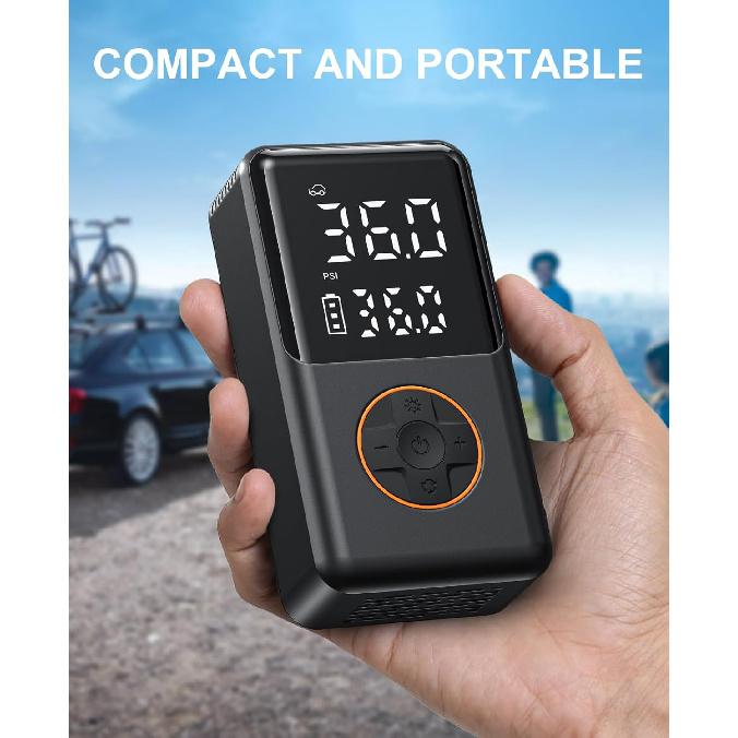 Tire Inflator Portable Air Compressor - 150PSI Electric Bike Pump, Auto Shut Off & Digital Pressure Gauge, Cordless Air Pump for Car Tires,