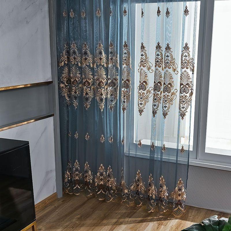 Elegant French Lace Embroidered Sheer Curtains Curtain Window Screen European Embroidery Blackout Atmosphere Balcony High-end Bedroom Screen Curtain