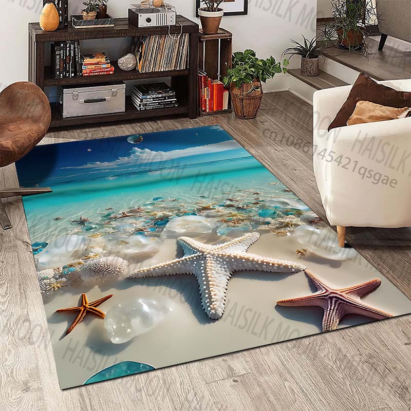 Ocean starfish and water droplets Carpet for Living Room Bedroom Bedside Floor Mat Cloakroom Children Playing Mat Area Rug