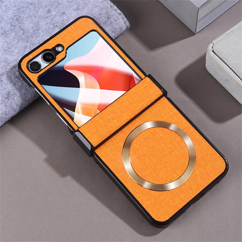Business Integrated Screen Film Case for Samsung Galaxy Z Flip 5 Magsafe Cases Cloth Texture 3 In 1 Full Protector Galaxy Z Flip5 Hinge Cover