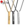 Sifisrri Personalizado Gravar 4 Lados Colar Barra com Nome Para Mulheres Homens Aço Inoxidável Corrente de Contas Quadradas Personalizada Joia Presente