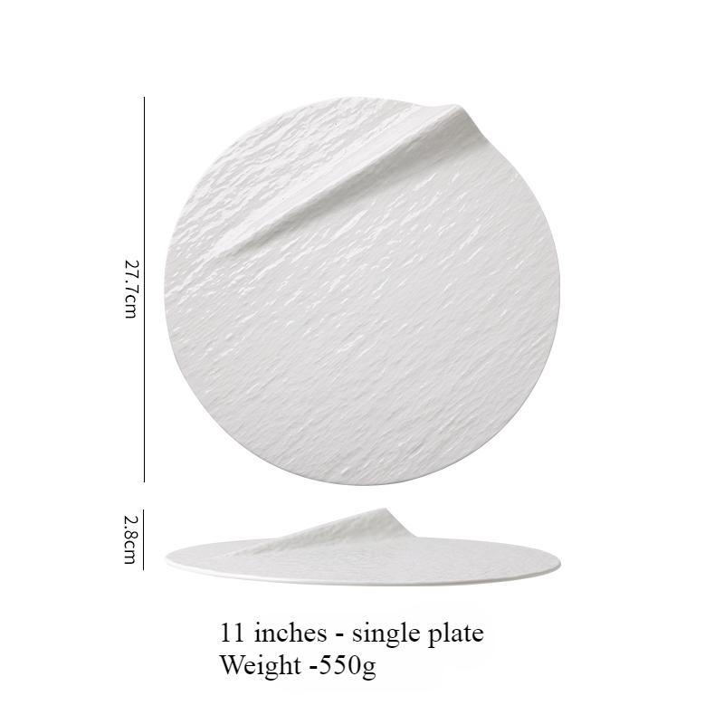 BR11inch White Ceramic Plate Creative Dining Plate Chinese Artistic Conception Dish Arrangement Hotel Restaurant Ceramic TablewareEY