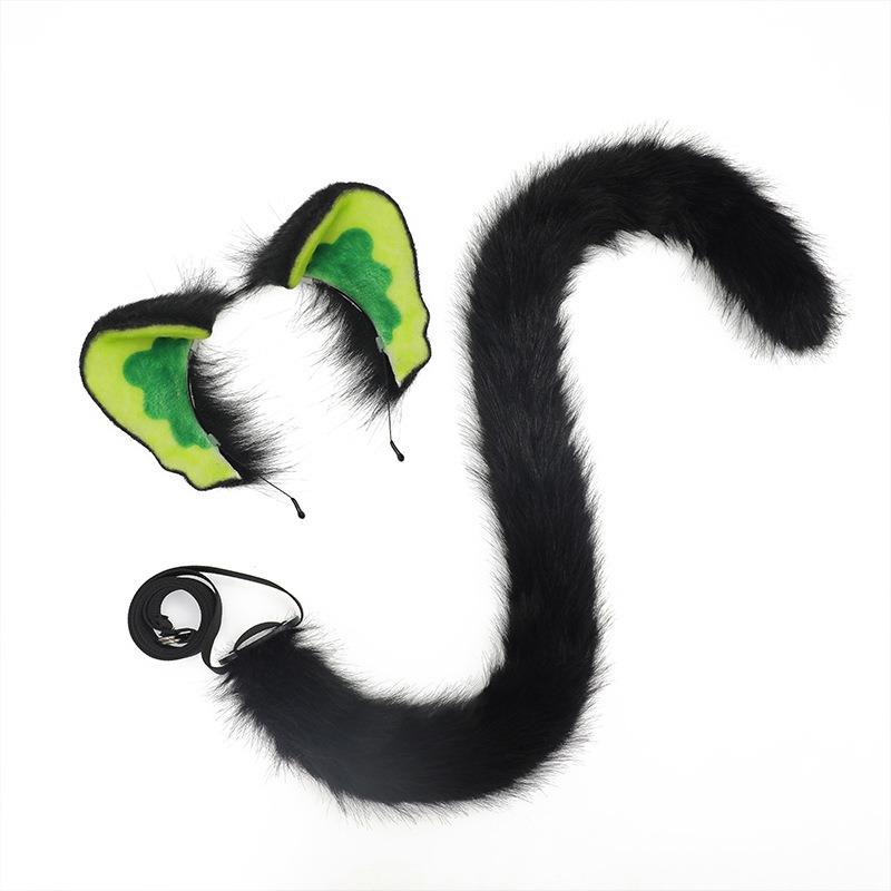 Ark Operator Little Black Cat Ears Tail Set Little Black Cat Ears Beast Ears Headband Comic Exhibition Little Black COS Props