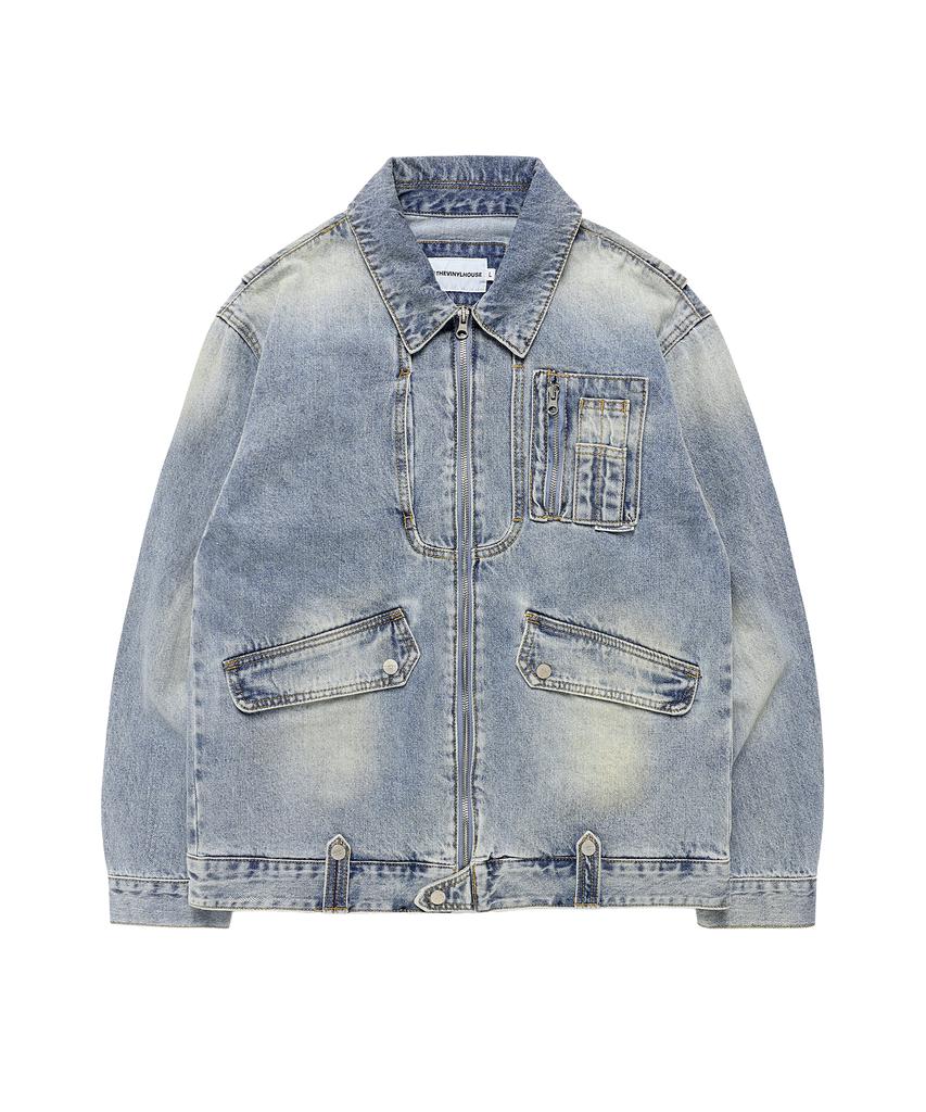 Thevinylhouse Faded Denim Jacket Blue
